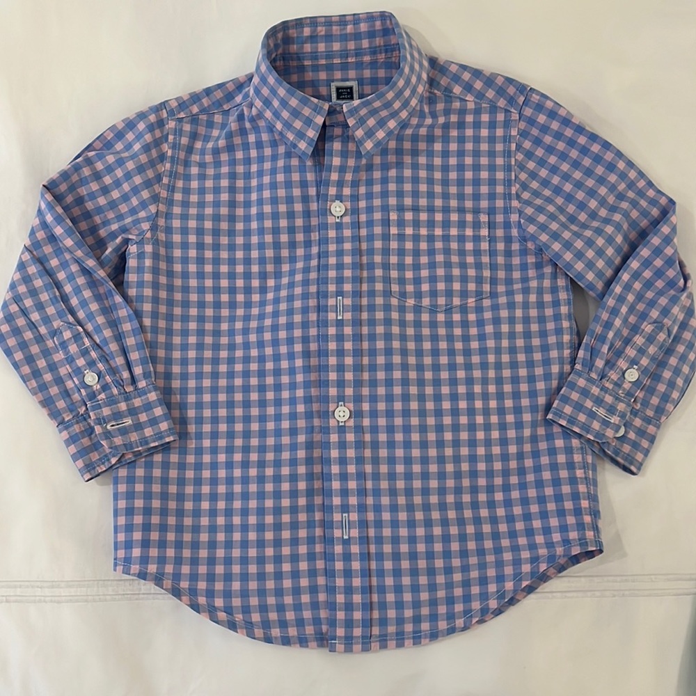 Janie and Jack Toddler 2T Pink and Blue Button Down